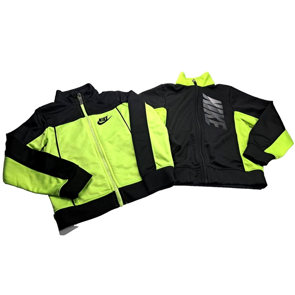 Nike Zip‎ Up Athletic Sport Track Jacket Lot of 2 Yellow Black Boys 4T Toddler